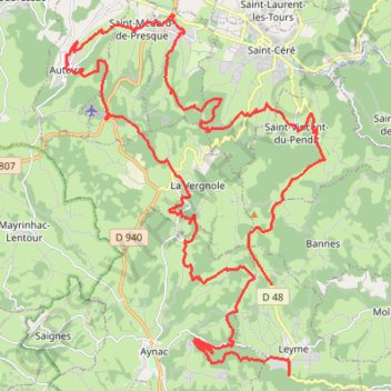 Itinéraire Leyme vers Saint Céré, distance, dénivelé, altitude, carte, profil, trace GPS