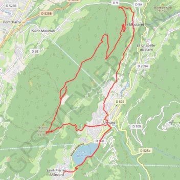 Itinéraire Allevard-Moutaret-Brame Farine, distance, dénivelé, altitude, carte, profil, trace GPS