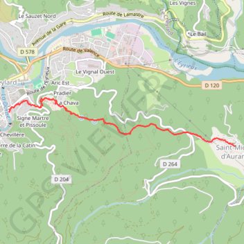 Itinéraire Le Cheylard - Saint Michel d'Aurance, distance, dénivelé, altitude, carte, profil, trace GPS