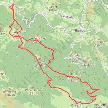 Itinéraire casque du Lhéris en boucle, distance, dénivelé, altitude, carte, profil, trace GPS