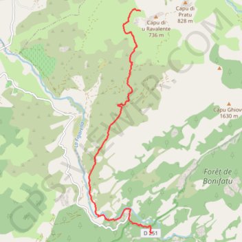 Itinéraire Mare e Monti - De Calenzana à Bonifatu, distance, dénivelé, altitude, carte, profil, trace GPS