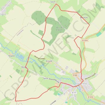 Itinéraire Circuit de Capval - Londinières, distance, dénivelé, altitude, carte, profil, trace GPS