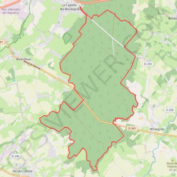 Itinéraire Boucle autour de la forêt domaniale de Boulogne-sur-Mer, distance, dénivelé, altitude, carte, profil, trace GPS