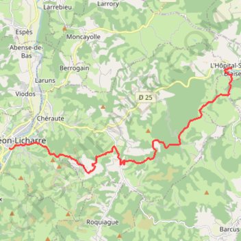 Itinéraire Chemin du Piémont Pyrénéen - De L'Hôpital-Saint-Blaise à Mauléon-Licharre, distance, dénivelé, altitude, carte, profil, trace GPS