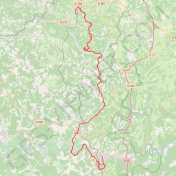 Itinéraire Gourdon-Cahors, distance, dénivelé, altitude, carte, profil, trace GPS