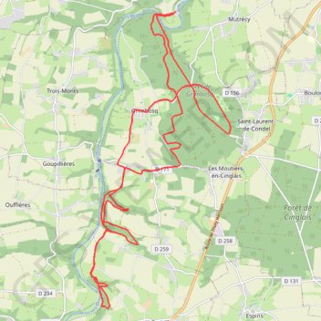 Itinéraire Amayé-sur-Orne, distance, dénivelé, altitude, carte, profil, trace GPS