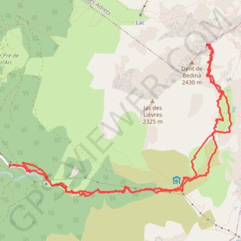 Itinéraire Dent de Bedina, distance, dénivelé, altitude, carte, profil, trace GPS