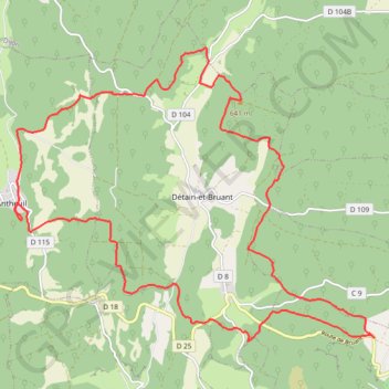 Itinéraire Les environs de Détain et Bruant (Mague), distance, dénivelé, altitude, carte, profil, trace GPS
