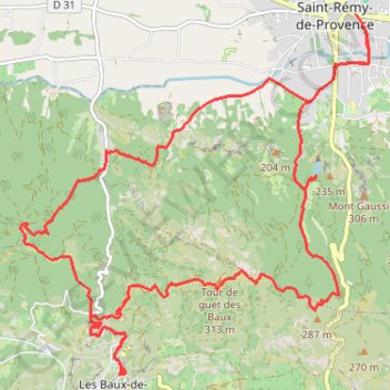 Itinéraire Les Baux-de-Provence, distance, dénivelé, altitude, carte, profil, trace GPS