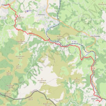 Itinéraire 2022-08-17 de 06h4419 a 12h4852 - Rando Bidarray à Espelette - GT820, distance, dénivelé, altitude, carte, profil, trace GPS