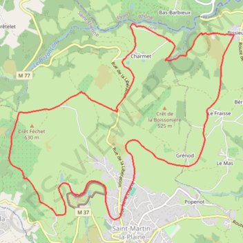 Itinéraire Saint-Martin-la-Plaine (69), distance, dénivelé, altitude, carte, profil, trace GPS