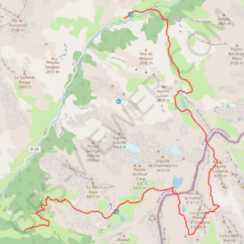 Itinéraire Fouillouse Maljasset par les 9 couleurs, distance, dénivelé, altitude, carte, profil, trace GPS