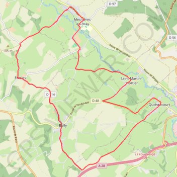 Itinéraire La Briquette - Mesnières-en-Bray, distance, dénivelé, altitude, carte, profil, trace GPS