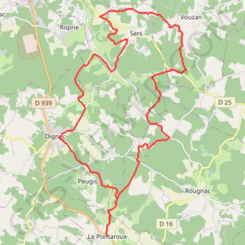 Itinéraire Pontaroux 32km, distance, dénivelé, altitude, carte, profil, trace GPS