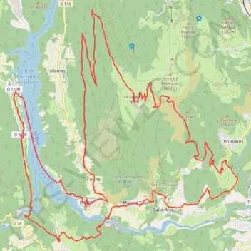 Itinéraire Lac de Monteynard - Le Senepy - Passerelles himalayennes, distance, dénivelé, altitude, carte, profil, trace GPS