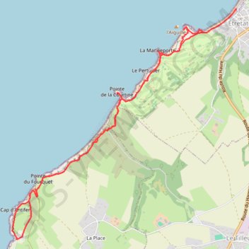 Itinéraire Etretat - Phare d'Antifer, distance, dénivelé, altitude, carte, profil, trace GPS