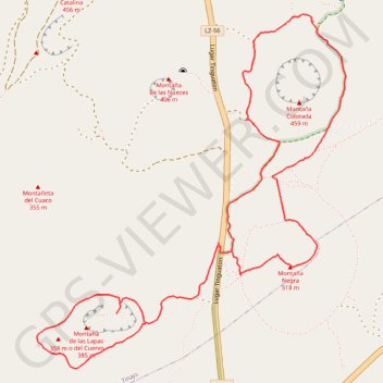 Itinéraire Montana Cuervo - Negra - Colorada - 9.8 km - 220 m D+ - 2h30, distance, dénivelé, altitude, carte, profil, trace GPS