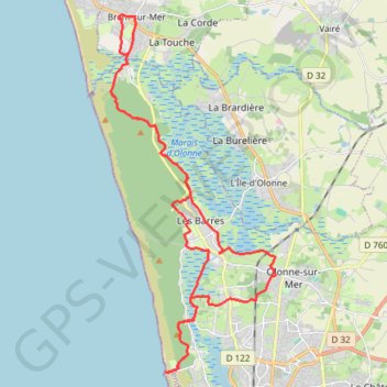 Itinéraire paracou-olonne-34km, distance, dénivelé, altitude, carte, profil, trace GPS