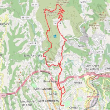 Itinéraire Mont Chauve via Haute Tension, distance, dénivelé, altitude, carte, profil, trace GPS