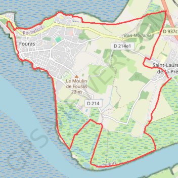 Itinéraire Sortie Fouras, distance, dénivelé, altitude, carte, profil, trace GPS