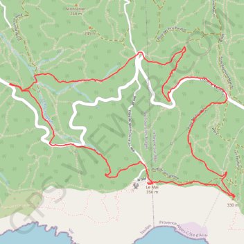 Itinéraire Le Mai - Massif du Cap Sicié, distance, dénivelé, altitude, carte, profil, trace GPS