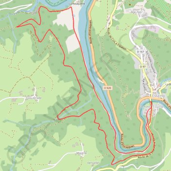 Itinéraire Estaing La Rouquette, distance, dénivelé, altitude, carte, profil, trace GPS
