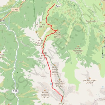 Itinéraire Pic de Thou depuis Ens, distance, dénivelé, altitude, carte, profil, trace GPS