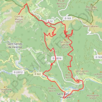 Itinéraire Col du Layrac et Croix de Marcou, distance, dénivelé, altitude, carte, profil, trace GPS