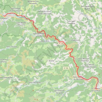 Itinéraire La Dolce Via Eyrieux, distance, dénivelé, altitude, carte, profil, trace GPS