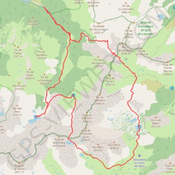 Itinéraire Boucle refuge en beys camporells, distance, dénivelé, altitude, carte, profil, trace GPS