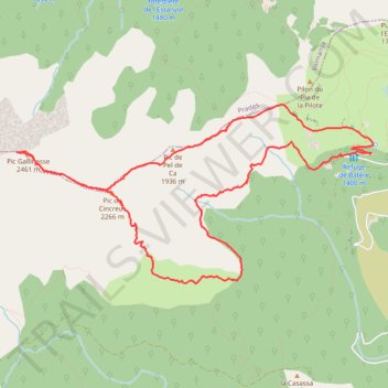 Itinéraire Batere - Les Canals de Leca a-- pic Cincreus-- Pic..., distance, dénivelé, altitude, carte, profil, trace GPS