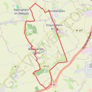 Itinéraire Beaucamps-Ligny, distance, dénivelé, altitude, carte, profil, trace GPS