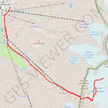 Itinéraire Rando sur le Glacier de Chavière, distance, dénivelé, altitude, carte, profil, trace GPS