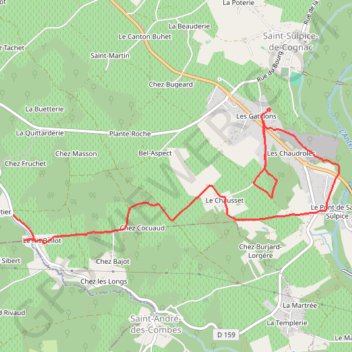 Itinéraire Barbezieux St Martin d'Ary AR 63.5 kms, distance, dénivelé, altitude, carte, profil, trace GPS