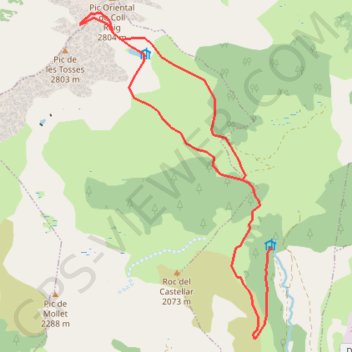 Itinéraire Puig Occ. de Coll Roig depuis Angoustrine, distance, dénivelé, altitude, carte, profil, trace GPS