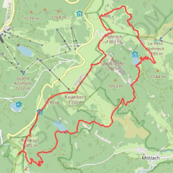 Itinéraire Le Hohneck, distance, dénivelé, altitude, carte, profil, trace GPS