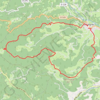 Itinéraire Randonnees desaignes, distance, dénivelé, altitude, carte, profil, trace GPS