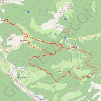 Itinéraire Autour du Mourtis - Bezins-Garraux, distance, dénivelé, altitude, carte, profil, trace GPS