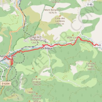 Itinéraire Saint Dalmas de Tende - Notre-Dame des Fontaines, distance, dénivelé, altitude, carte, profil, trace GPS