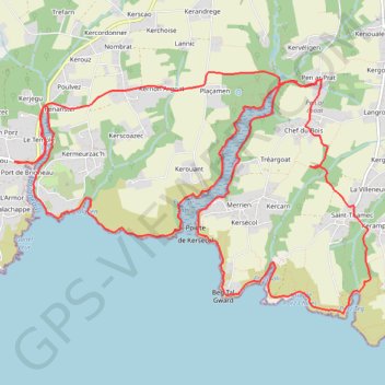 Itinéraire Moelan (presqu'ile et ria de Merrien) 2016-03-31, distance, dénivelé, altitude, carte, profil, trace GPS