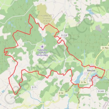 Itinéraire De landes en forêts - Meuzac, distance, dénivelé, altitude, carte, profil, trace GPS