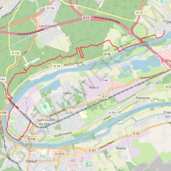 Itinéraire De Gare à Gare Oissel-Saint Aubin, distance, dénivelé, altitude, carte, profil, trace GPS