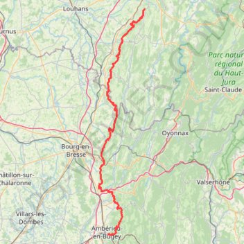 Itinéraire Traversée du Revermont (Jura), distance, dénivelé, altitude, carte, profil, trace GPS