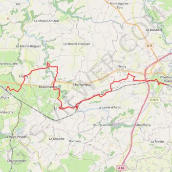 Itinéraire Folligny a Villedieu les poeles, distance, dénivelé, altitude, carte, profil, trace GPS