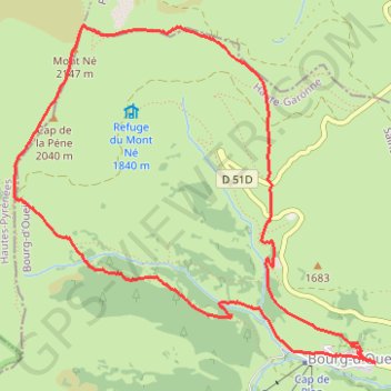 Itinéraire Mont Né par le port de Balès, distance, dénivelé, altitude, carte, profil, trace GPS