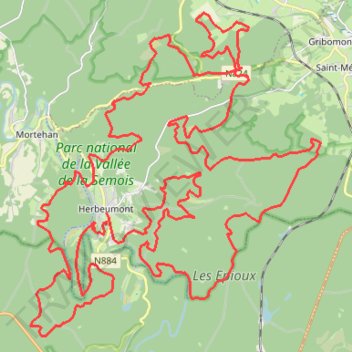 Itinéraire Herbeumont Festival Trail Semois (FTS) 70k, distance, dénivelé, altitude, carte, profil, trace GPS