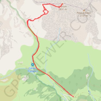 Itinéraire Arbizon depuis les Granges de Lurgues, distance, dénivelé, altitude, carte, profil, trace GPS