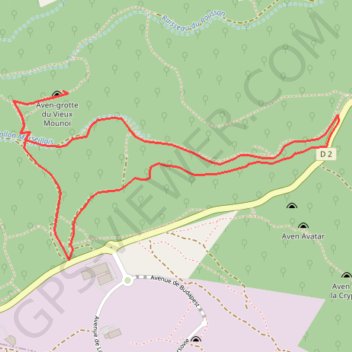 Itinéraire Grotte du Vieux Mounoï, distance, dénivelé, altitude, carte, profil, trace GPS