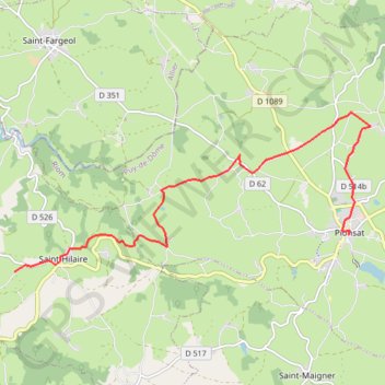 Itinéraire Pionsat, distance, dénivelé, altitude, carte, profil, trace GPS