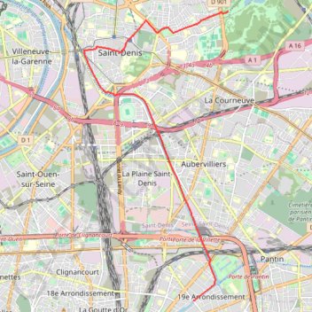 Itinéraire Paris - Parc Georges Valbon, distance, dénivelé, altitude, carte, profil, trace GPS